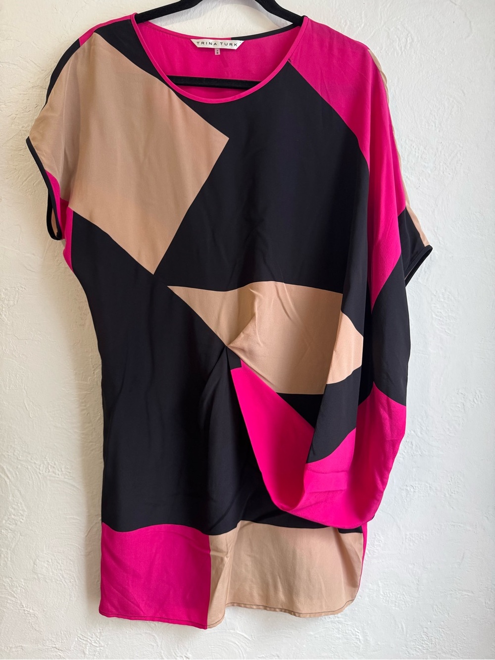 Trina Turk Silk Colorblock Geometric Mini Dress Tunic Size 2